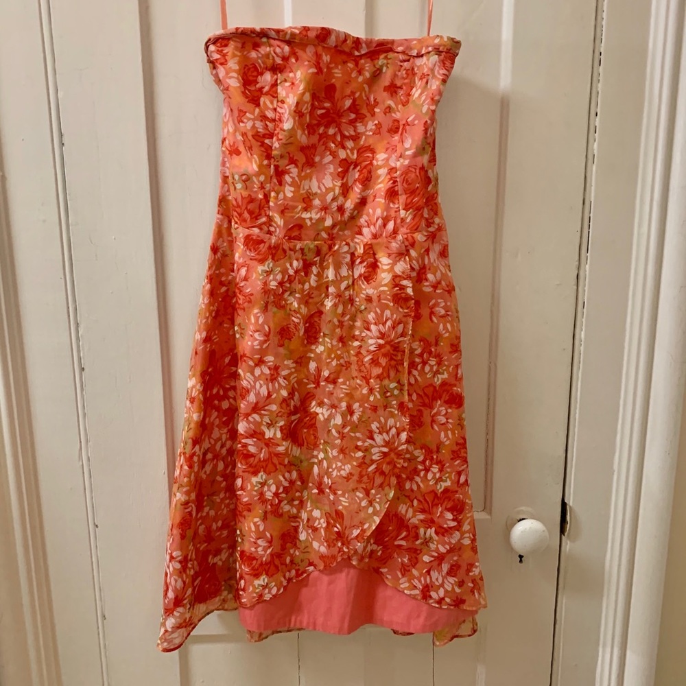 Anthropologie Elevenses Strapless Floral Dress